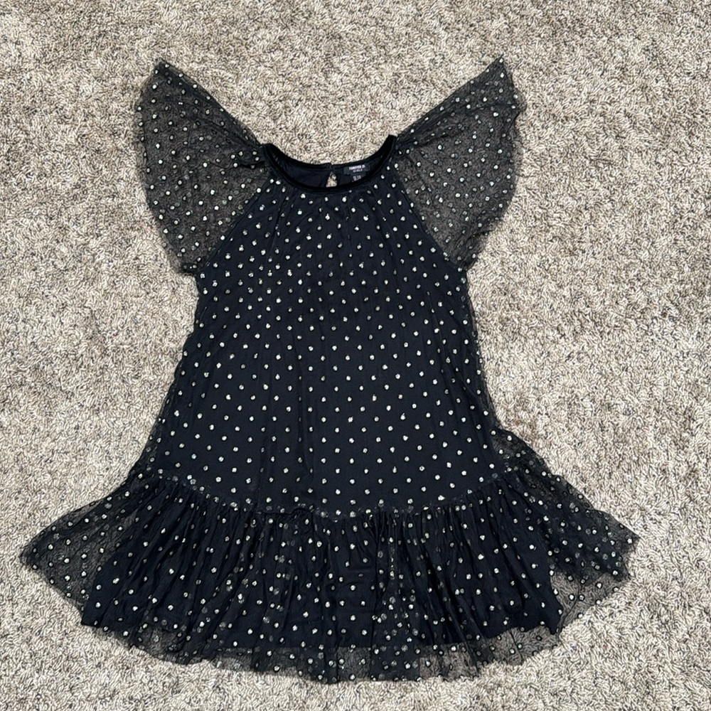 Forever 21 Kids Holiday Gold Polka Dots Dress Size 7/8